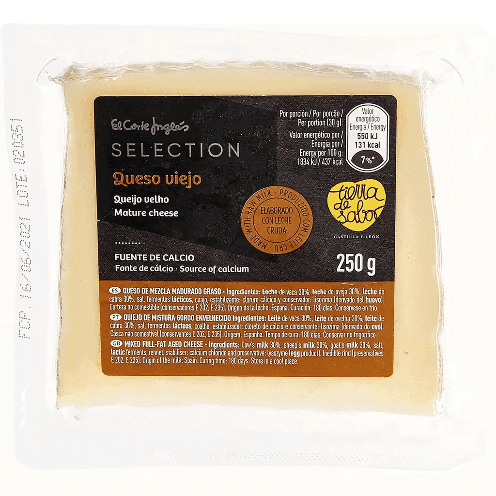 Queijo da Espanha Velho com Leite Cru embalagem 250 g - EL CORTE INGLÉS SELECTION