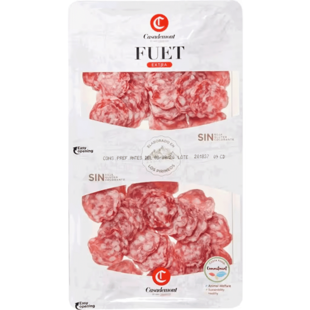 Fuet Extra em Fatias sem Glúten embalagem 125 g - CASADEMONT