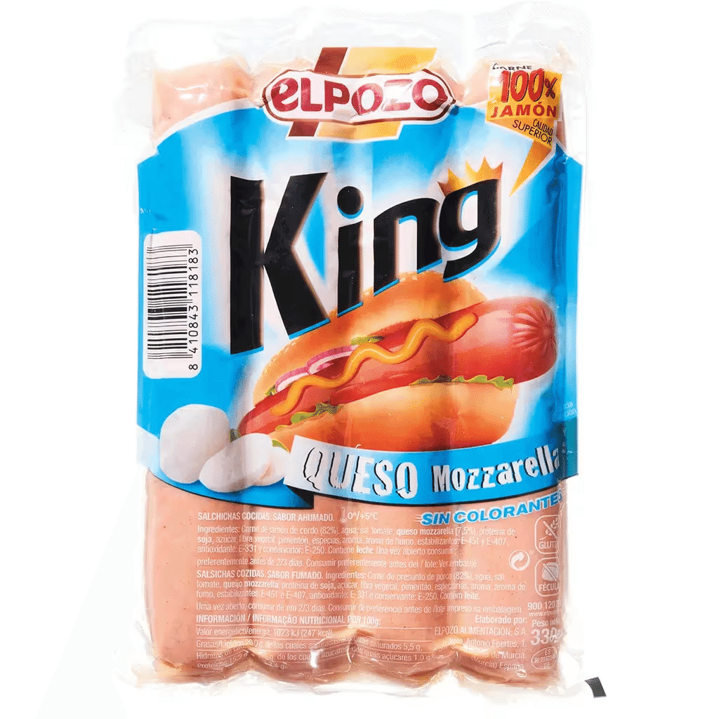 Salsichas com Queijo Mozzarella embalagem 330 g - ELPOZO KING