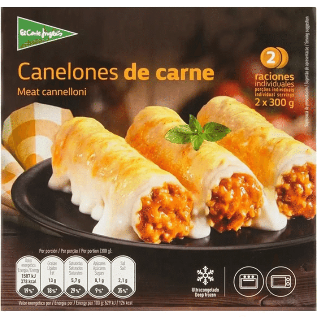 Canelones de Carne 2 Porções embalagem 600 g - EL CORTE INGLÉS