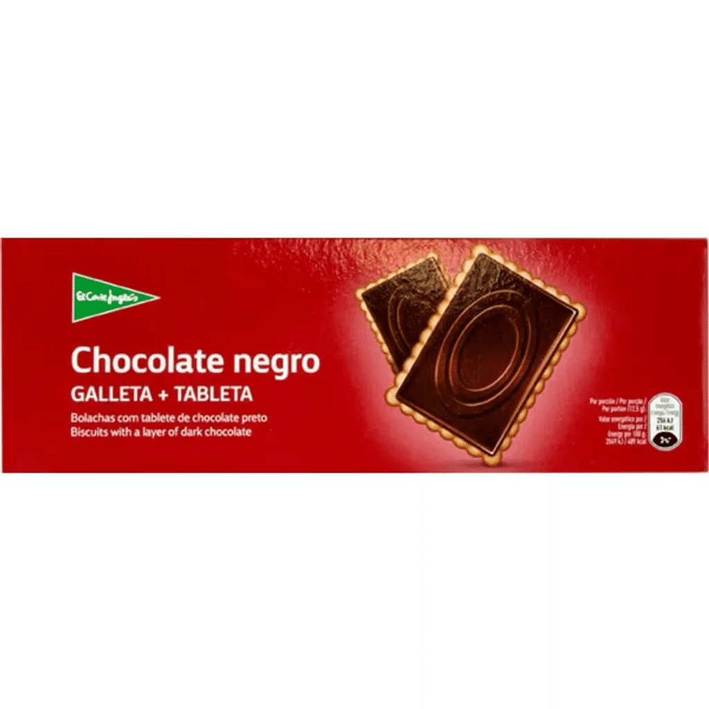 Bolachas Cobertas com Chocolate Preto embalagem 150 g - EL CORTE INGLÉS