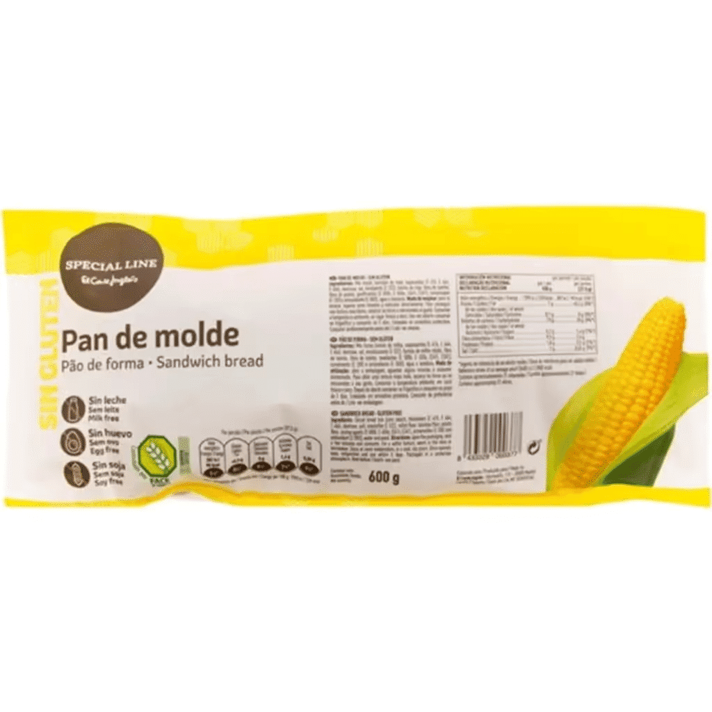 Pão de Forma sem Glúten, sem Leite e sem Ovo embalagem 600 g - SPECIAL LINE EL CORTE INGLÉS