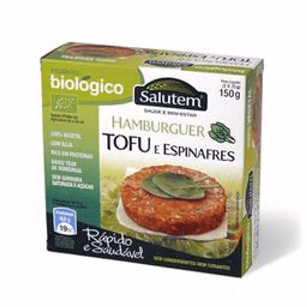 Hambúrguer biológico de tofu e espinafres, 150g - SALUTEM