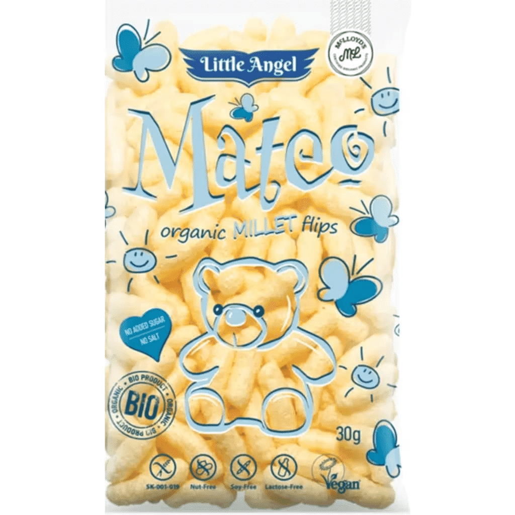 Snack de Milho Millet Mateo sem Glúten e sem Lactose Biológico embalagem 30 g - LITTLE ANGEL