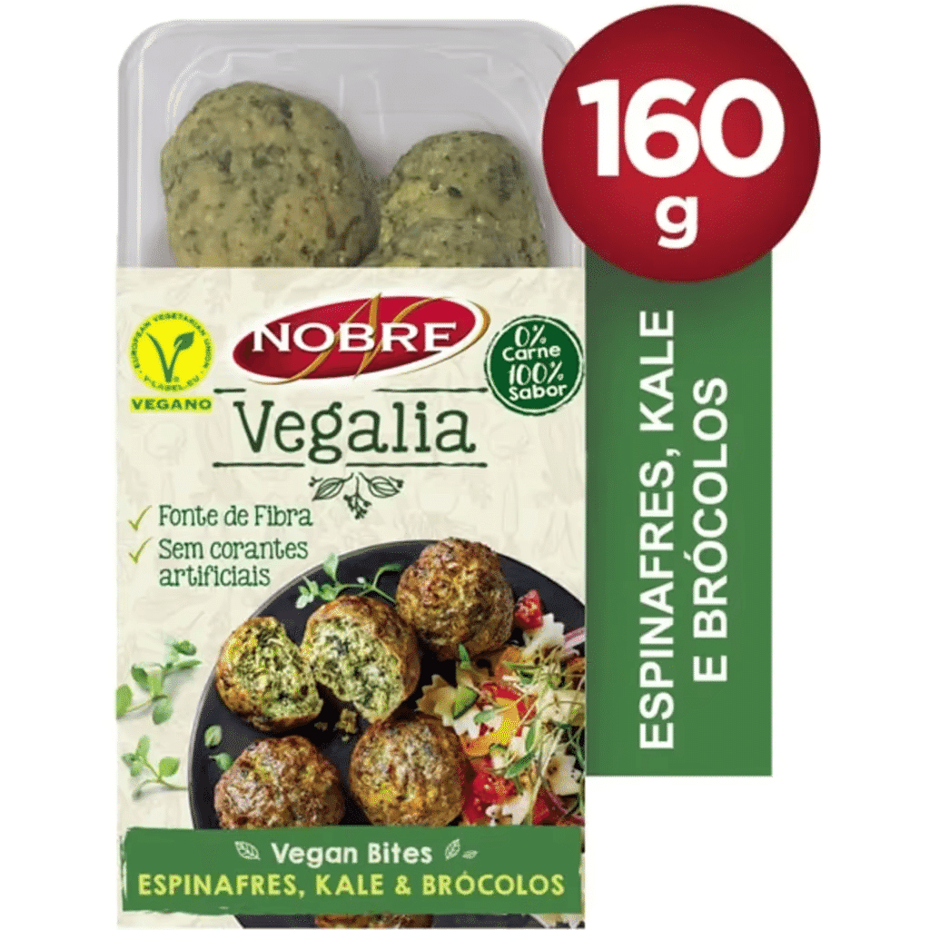 Vegan Bites de Espinafres, Kale e Brócolos embalagem 160 g - NOBRE VEGALIA