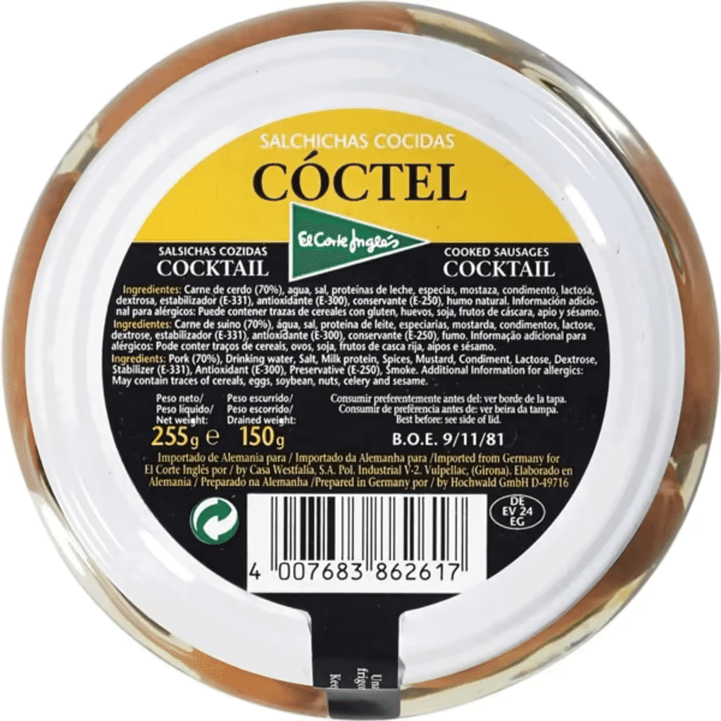 Salsichas Cocktail frasco 150 g - EL CORTE INGLÉS