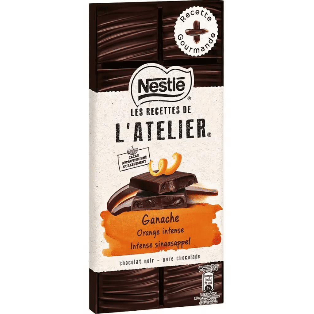 Tablete Ganache de Chocolate Preto com Aroma Natural Laranja Les Recettes de L'atelier - NESTLÉ