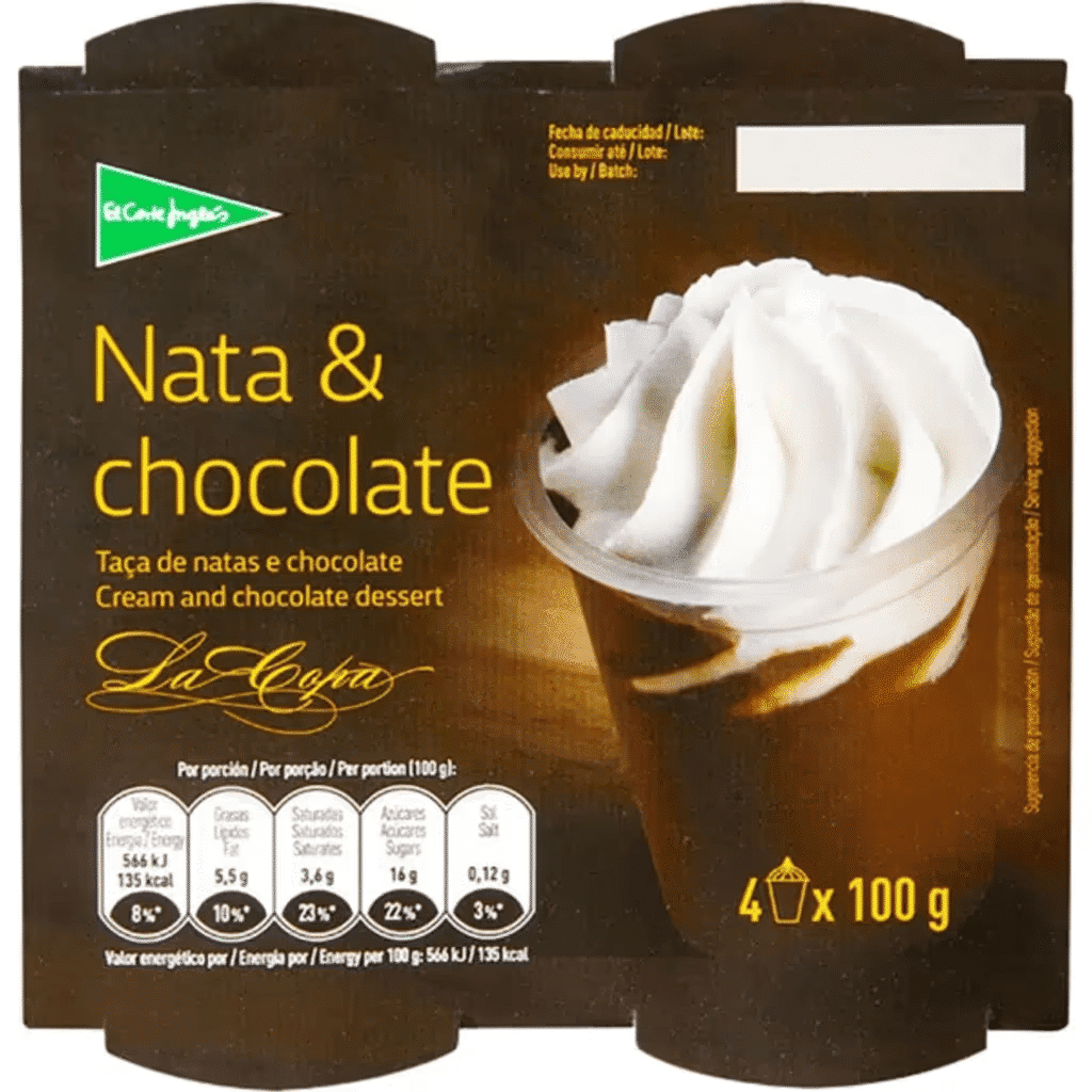 Taça de Natas e Chocolate Pack 4 embalagem 100 g - EL CORTE INGLÉS