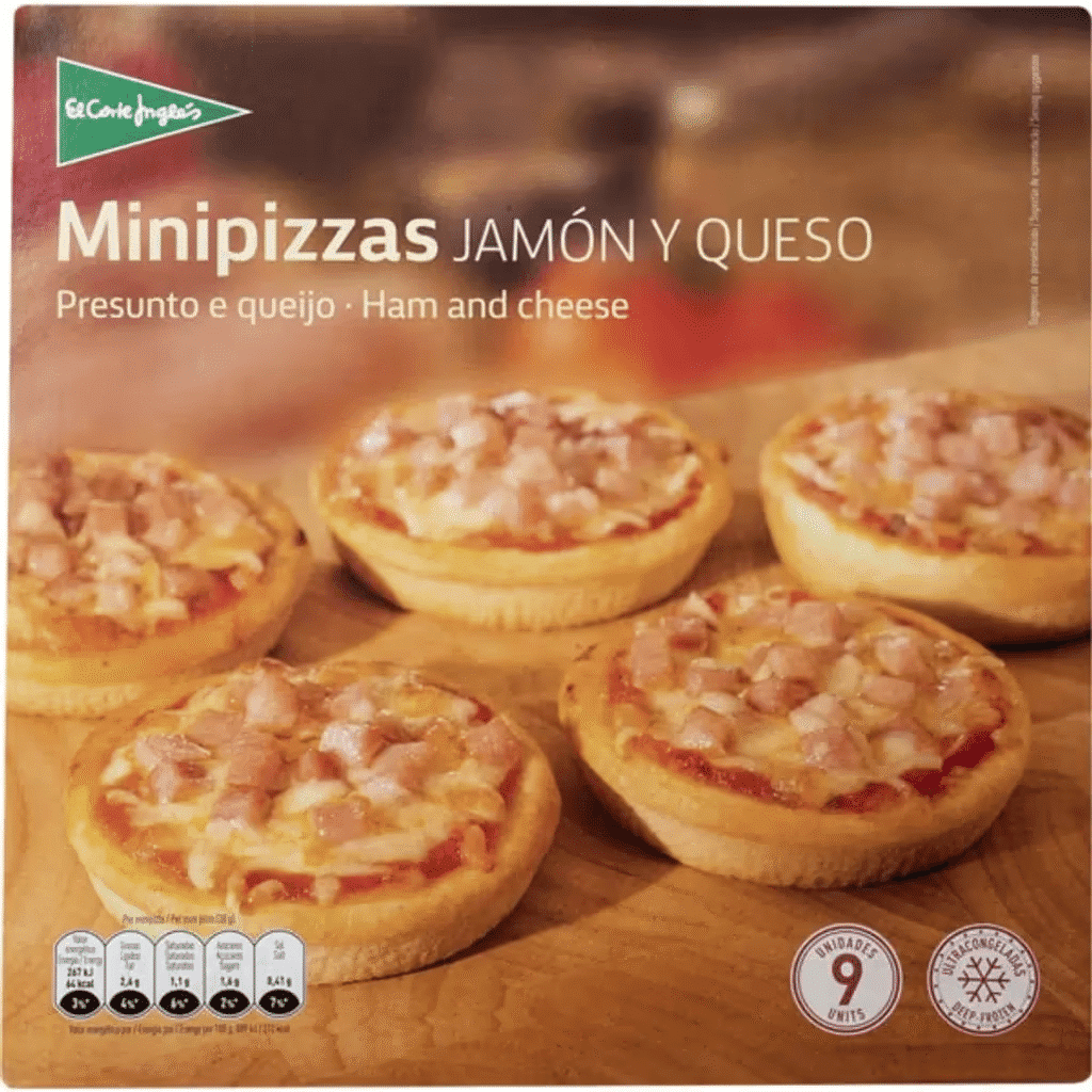 9 Mini Pizzas de Presunto e Queijo embalagem 270 g - EL CORTE INGLÉS