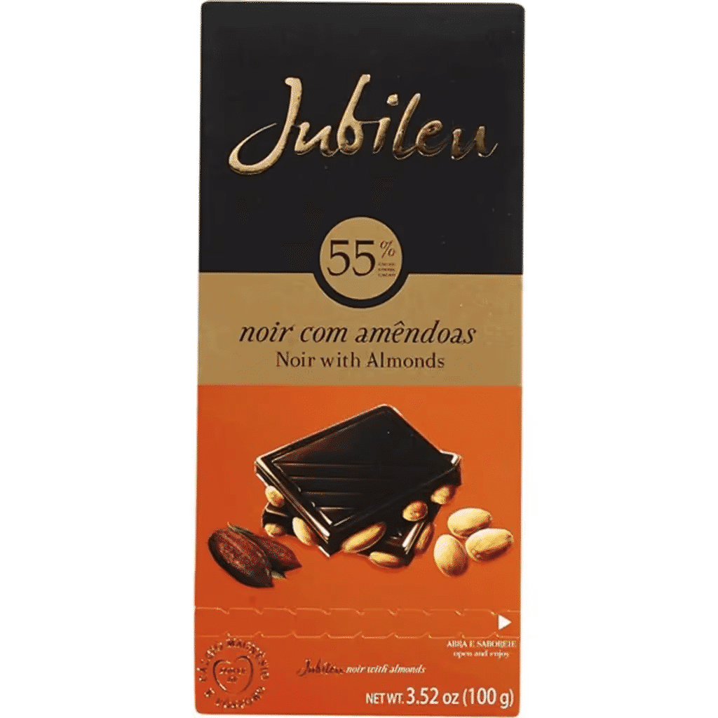 Chocolate Preto 55% com Amêndoas embalagem 100 g - JUBILEU