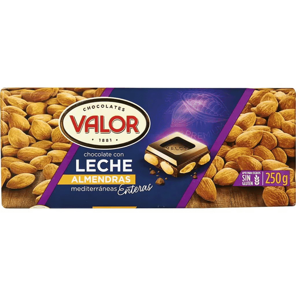 Chocolate de Leite com Amêndoas Mediterrâneas Inteiras sem Glúten embalagem 250 g - VALOR