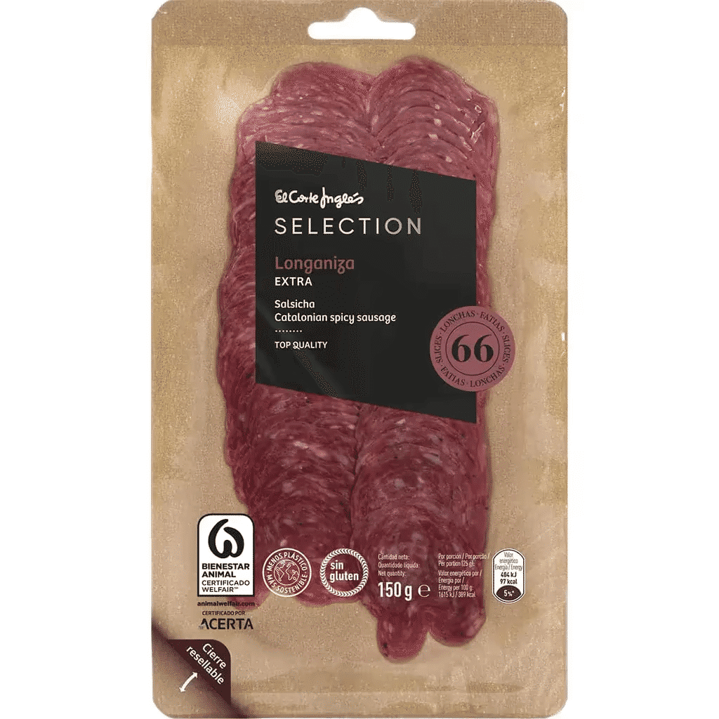Salsichão Curado Fino em Fatias sem Glúten 150 g - EL CORTE INGLÉS SELECTION