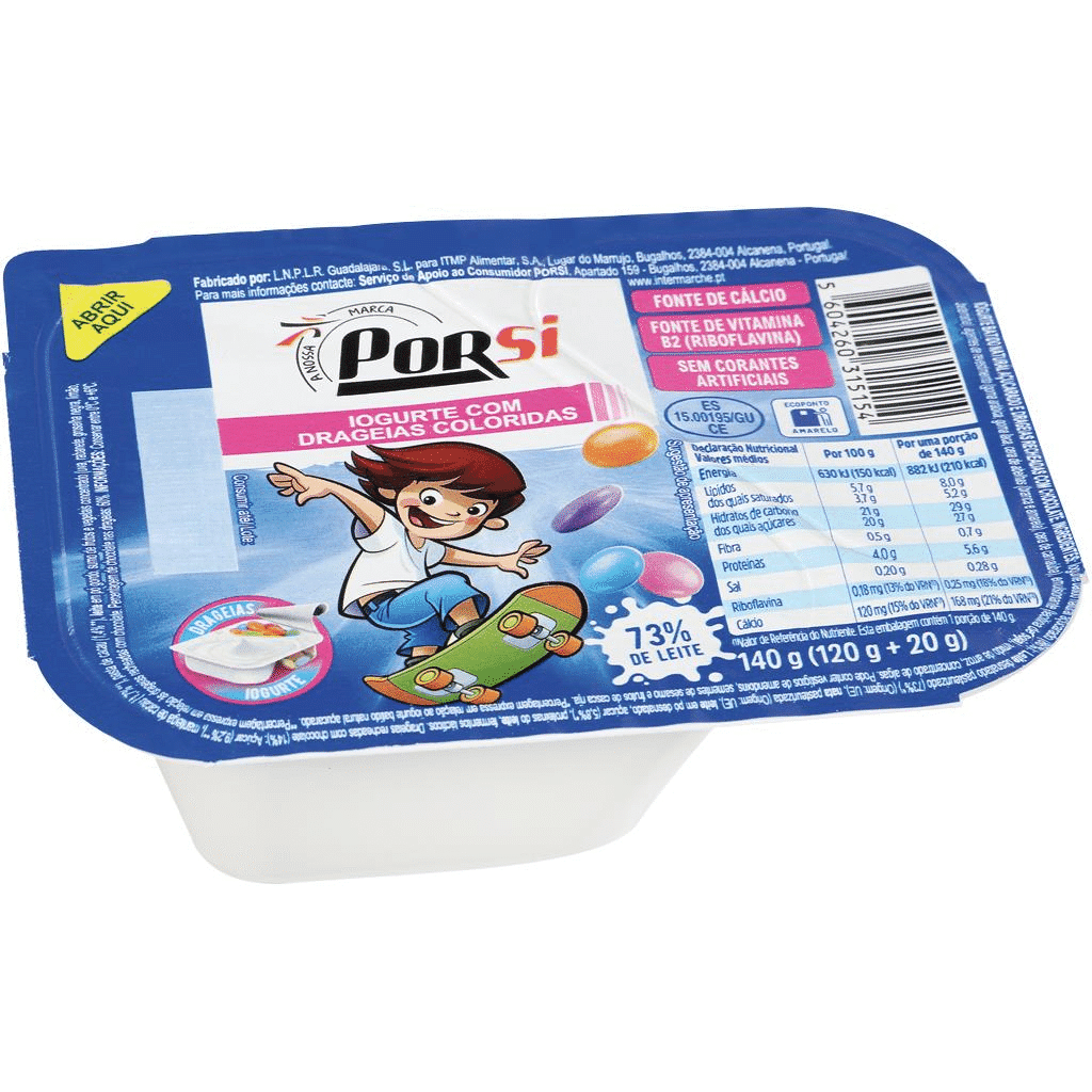 Iogurte infantil c/ cereais de chocolate, 128 g - PORSI