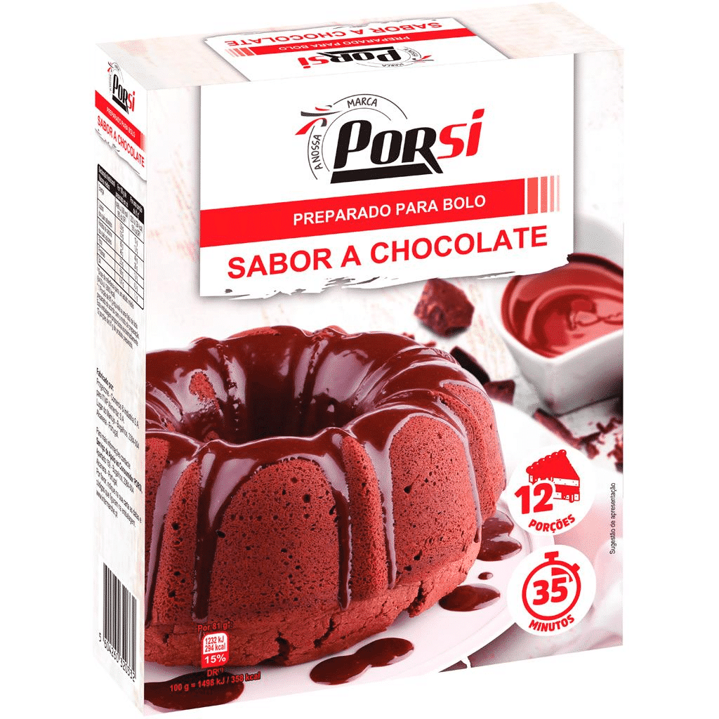 Preparado de bolo de chocolate, 500 g - PORSI
