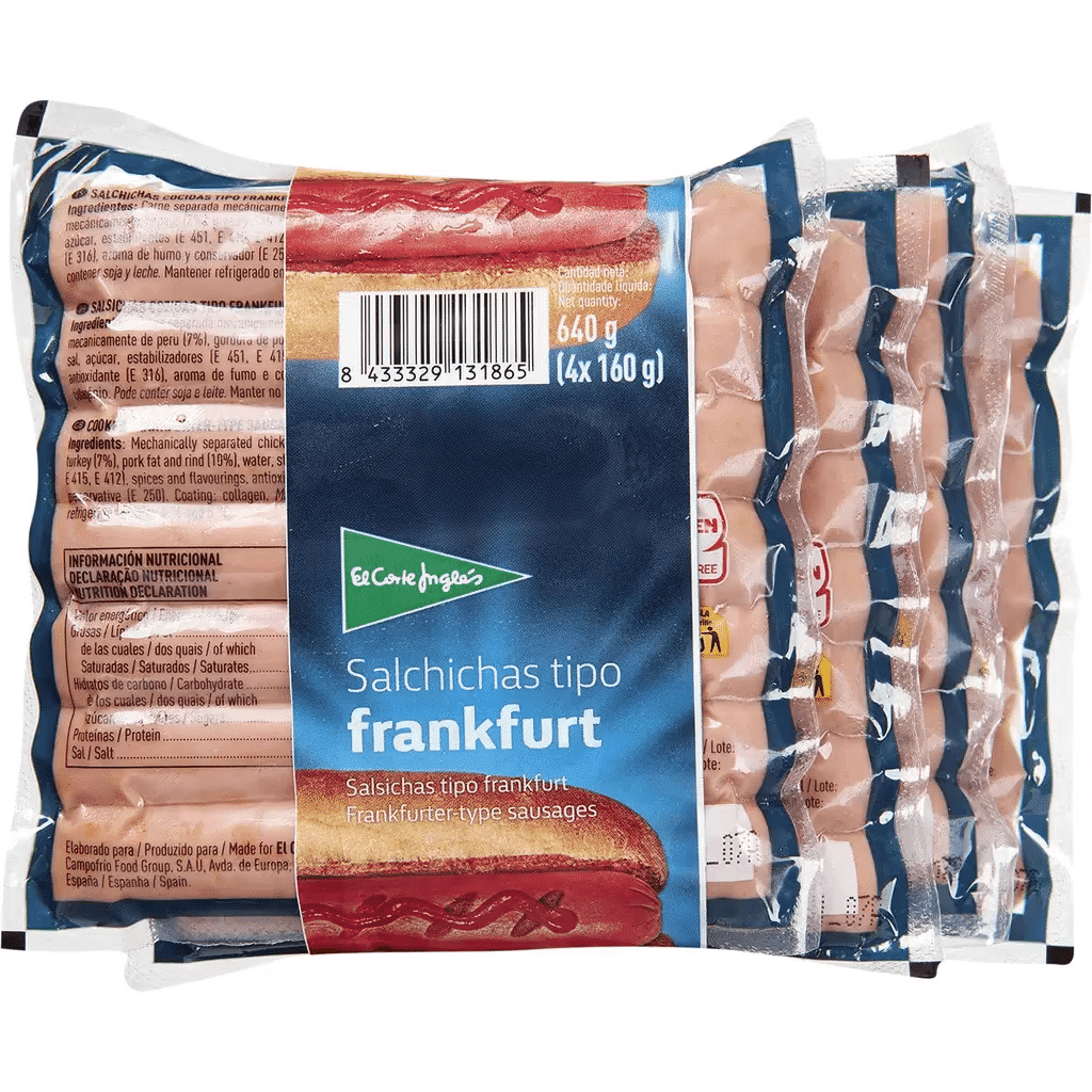 Salsichas Tipo Frankfurt Pack 4 embalagem 640 g - EL CORTE INGLÉS