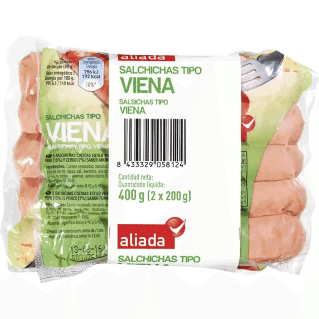 Salsichas Tipo Viena Pack 2 embalagem 400 g - ALIADA