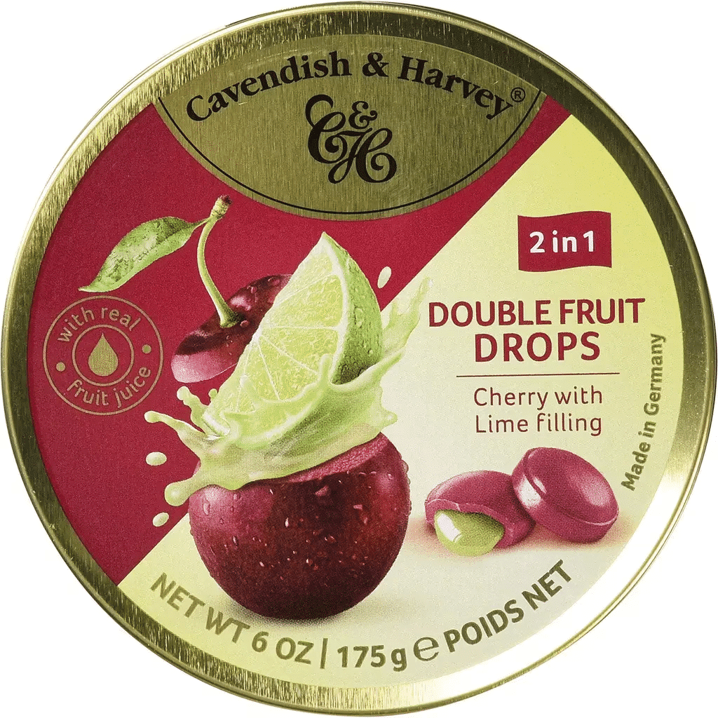 Rebuçados de Cereja com Recheio de Lima lata 175 g - CAVENDISH & HARVEY