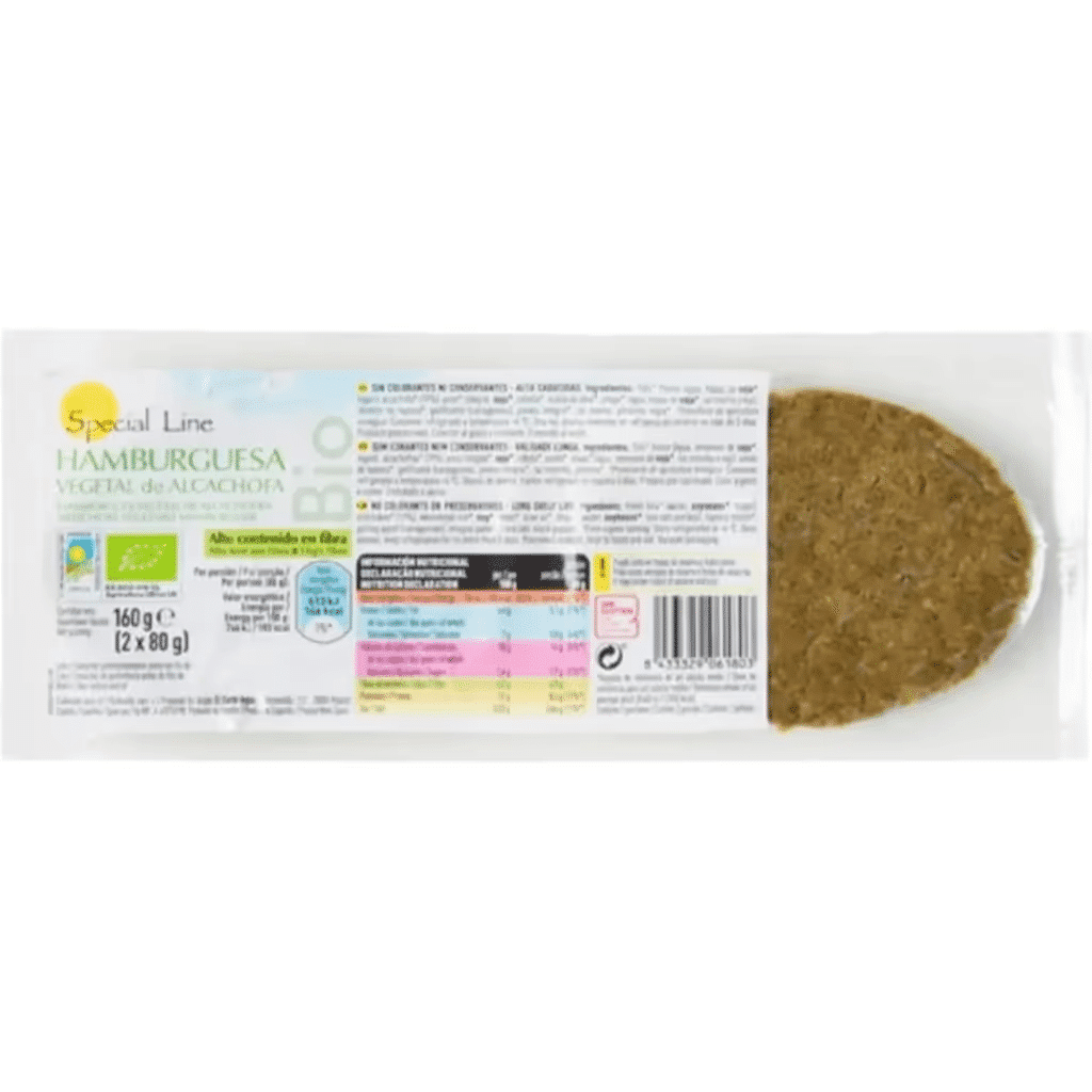 Hambúrguer Vegetal Alcachofra 2 Unidades Biológicos sem Glúten embalagem 160 g - SPECIAL LINE