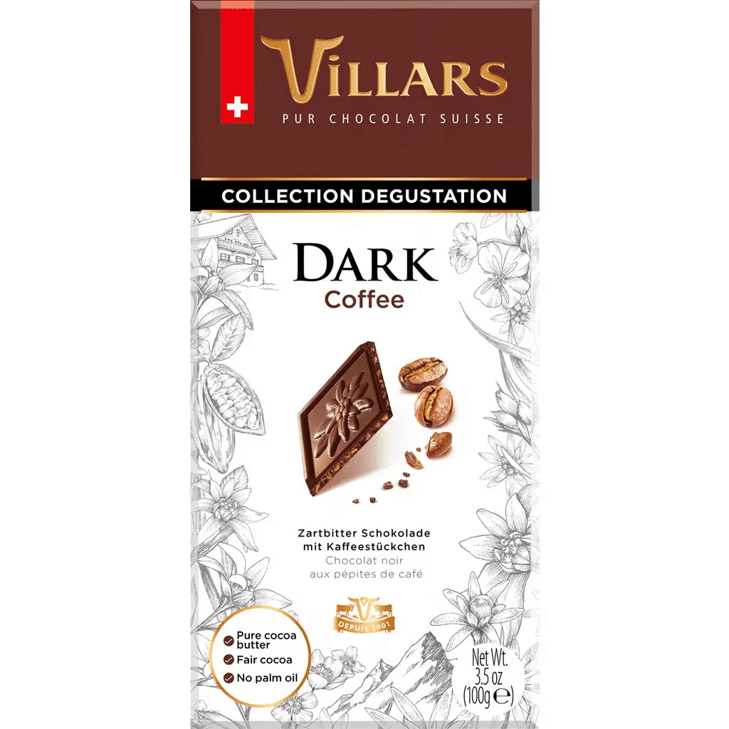 Chocolate Preto com Café embalagem 100 g - VILLARS COLLECTION DEGUSTATION