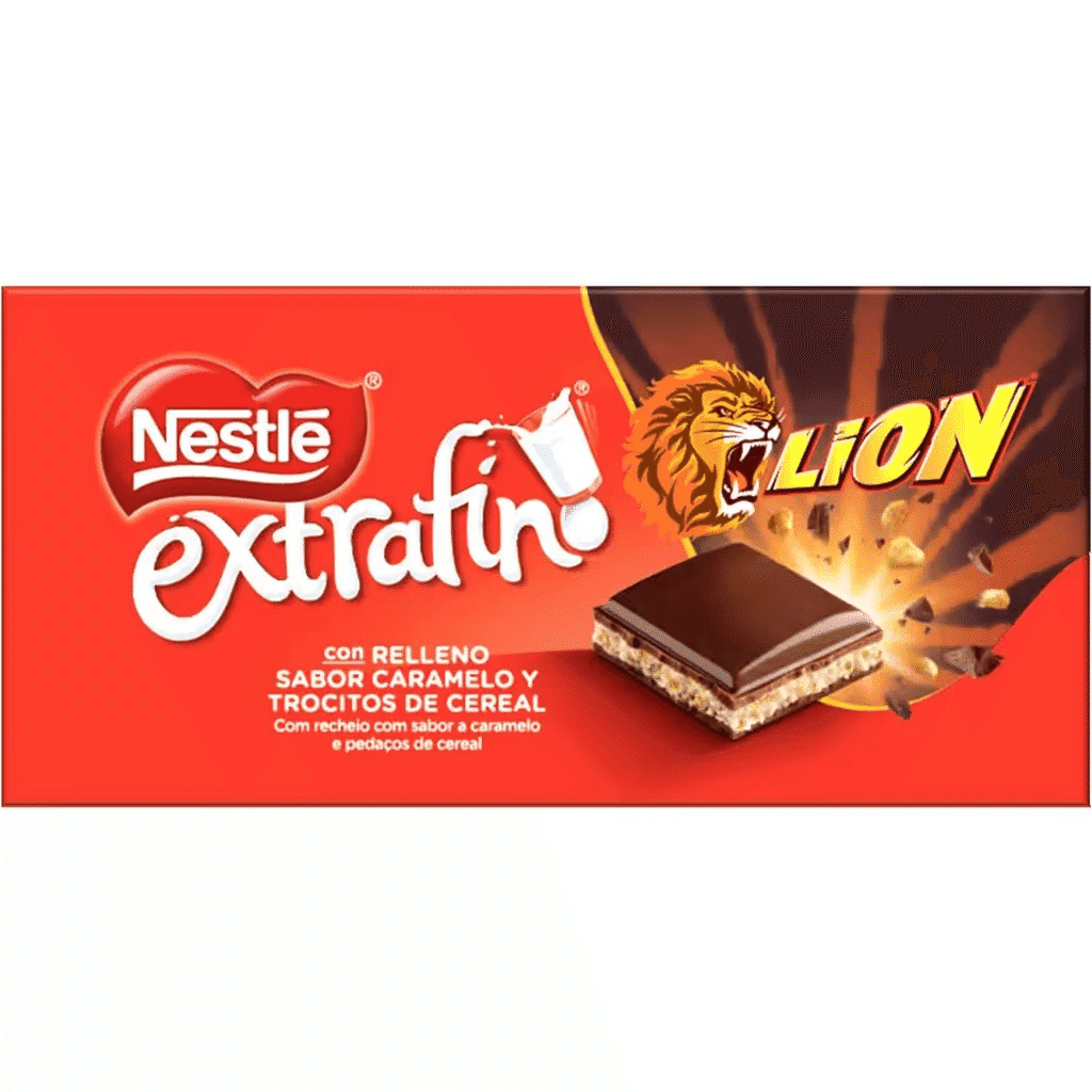Chocolate de Leite Extrafino com Recheio Sabor a Caramelo e Pedaços de Cereal embalagem 164 g - NESTLÉ LION