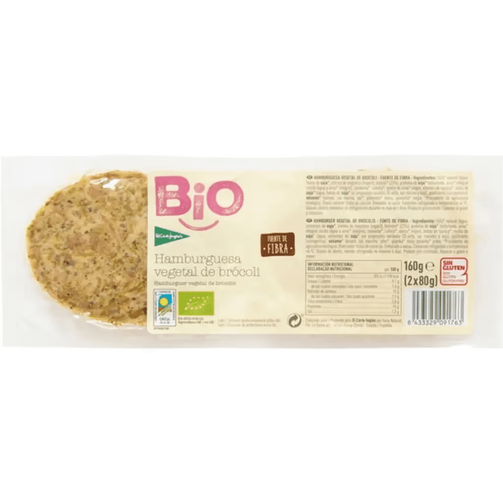 Hambúrgueres Vegetais de Brócolos 2 Unidades Biológicos sem Glúten embalagem 160 g - EL CORTE INGLÉS BIO
