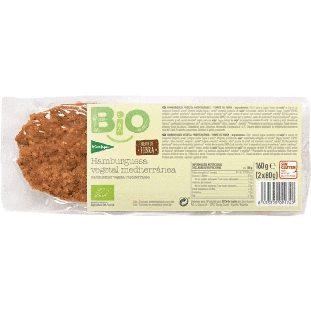 Hambúrguer Vegetal Mediterrânea 2 Unidades Biológicos sem Glúten embalagem 160 g - EL CORTE INGLÉS BIO