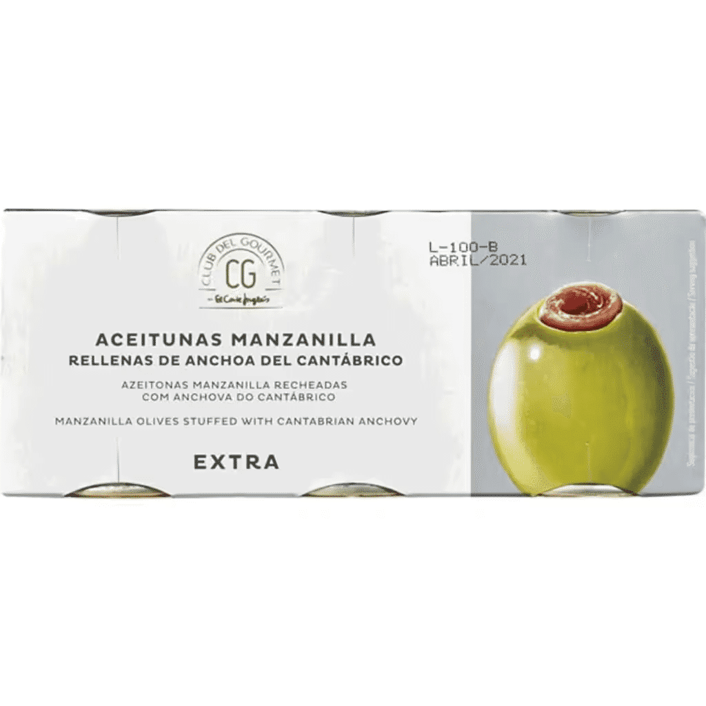 Azeitonas Recheadas com Anchova Pack 3 embalagem 150 g - CLUB DEL GOURMET