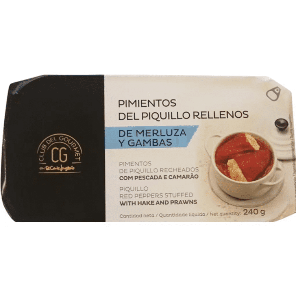 Pimentos de Piquillo Recheados com Pescada e Camarão lata 240 g - CLUB DEL GOURMET