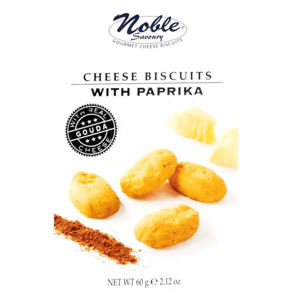 Biscoitos de Queijo com Paprika sem Glúten embalagem 60 g - NOBLE