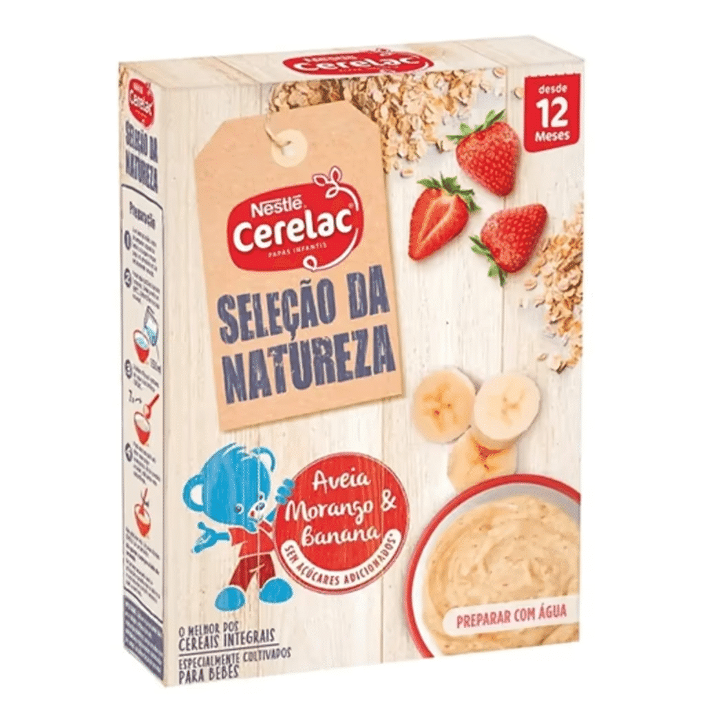 Papa Infantil Láctea Aveia Morango Banana +12 meses Seleção da Natureza - CERELAC