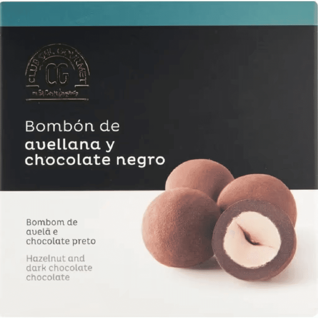 Bombons de Avelã e Chocolate Preto embalagem 80 g - CLUB DEL GOURMET