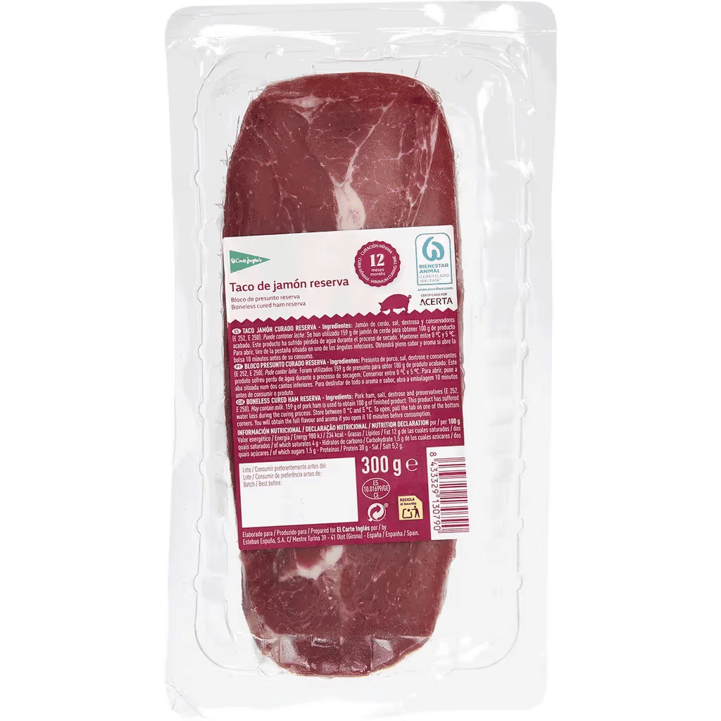 Naco de Presunto Curado Reserva unidade 300 g - EL CORTE INGLÉS