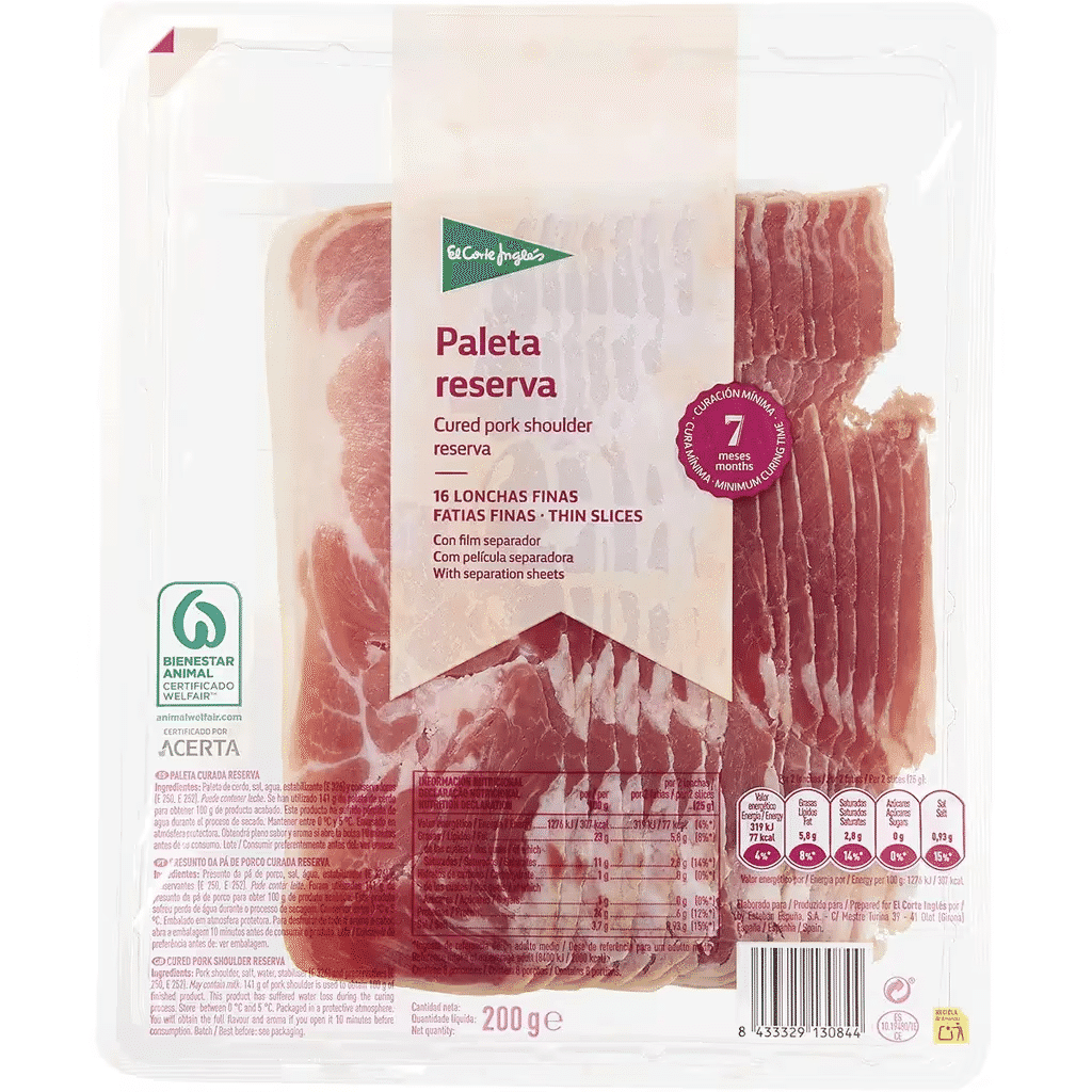 Presunto da Pá Ibérico Reserva em Fatias embalagem 200 g - EL CORTE INGLÉS