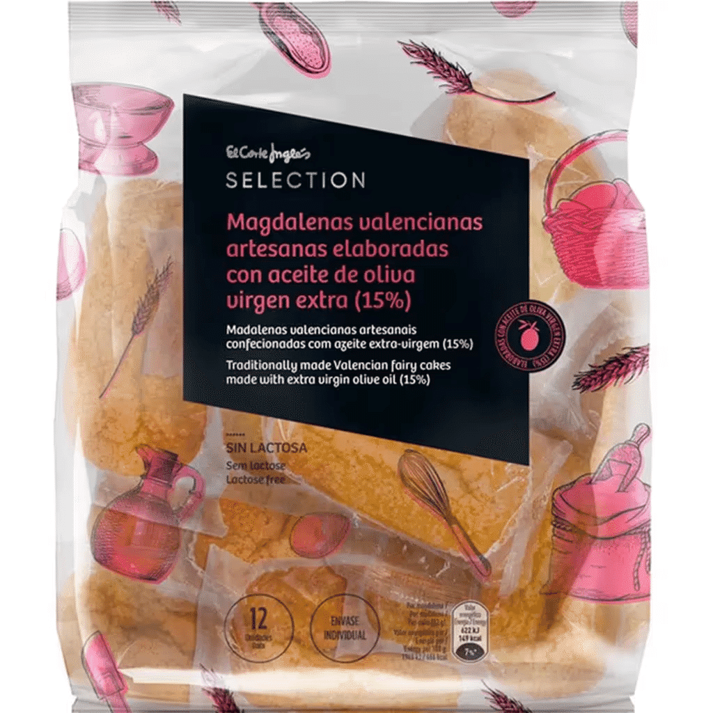Madalenas Valencianas Artesanais sem Lactose embalagem 380 g - EL CORTE INGLÉS SELECTION