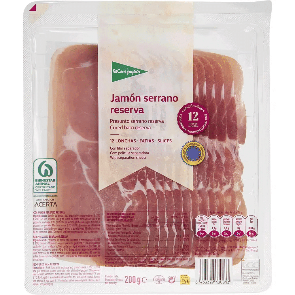 Presunto Serrano em Fatias unidade 200 g - EL CORTE INGLÉS