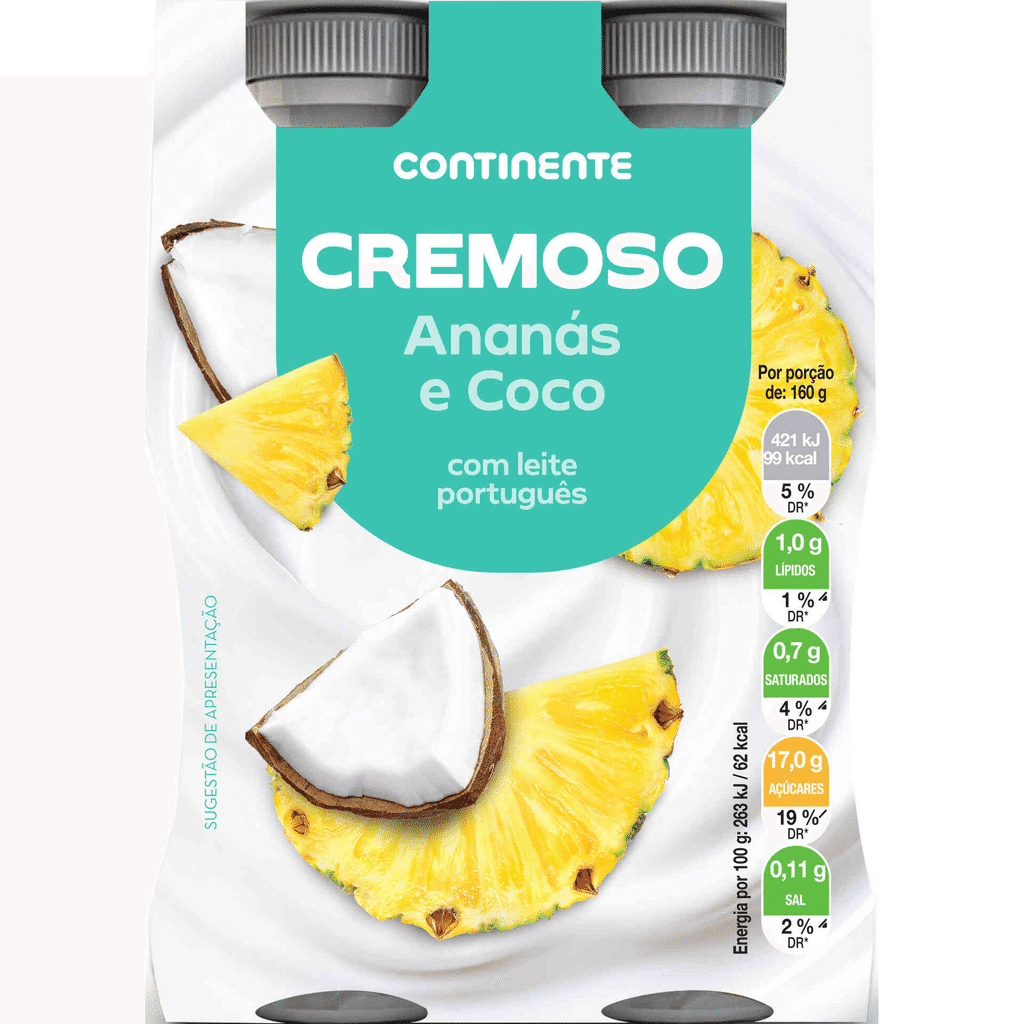 Iogurte Líquido Cremoso Ananás e Coco - CONTINENTE