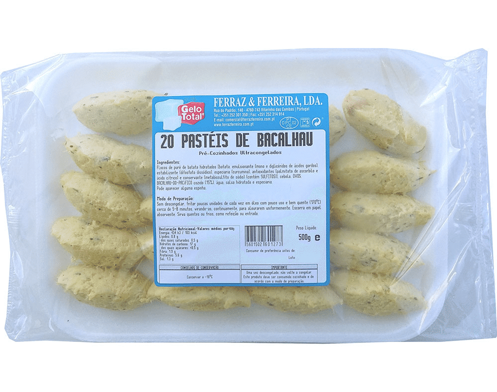 Pastéis Bacalhau 20un 500g - GELO TOTAL