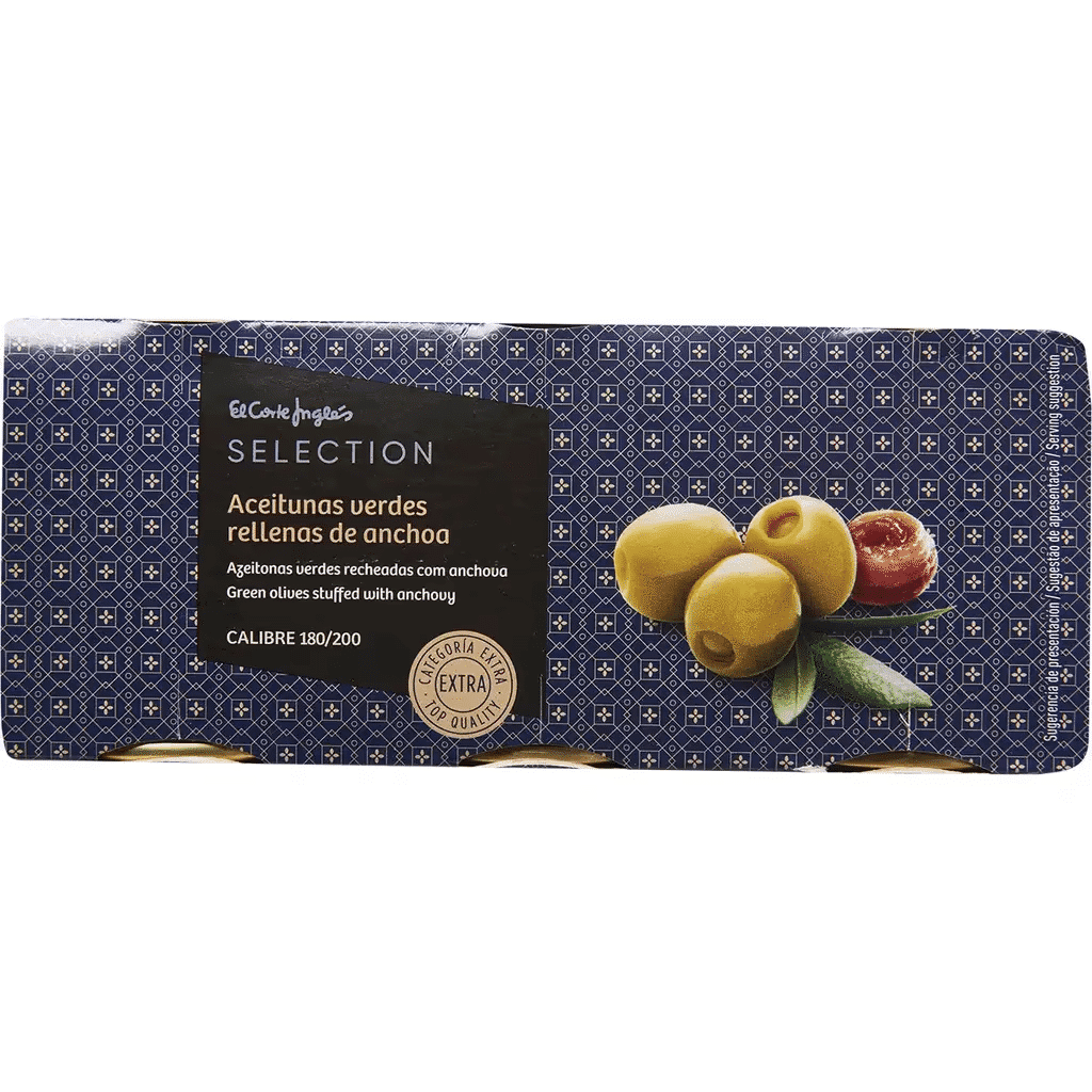 Azeitonas Recheadas com Anchova Extra 200 / 400 embalagem 150 g - EL CORTE INGLÉS SELECTION