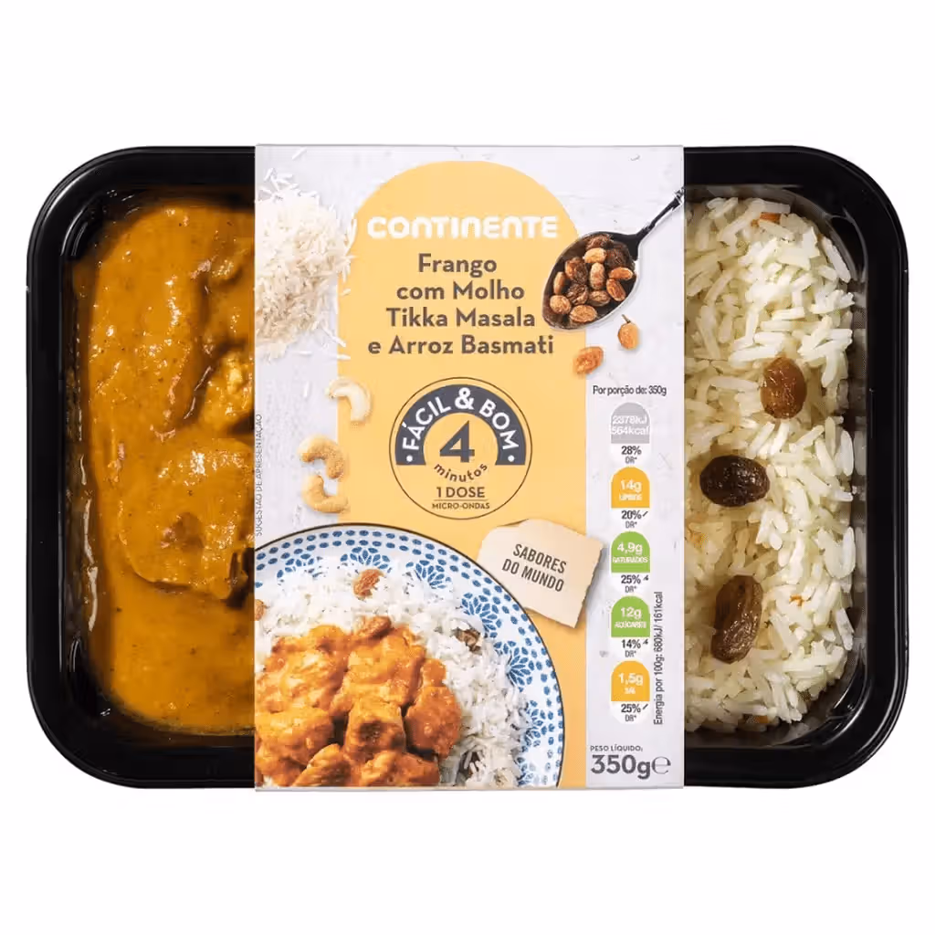 Frango com Molho Tikka Masala e Arroz Basmati - CONTINENTE FÁCIL & BOM