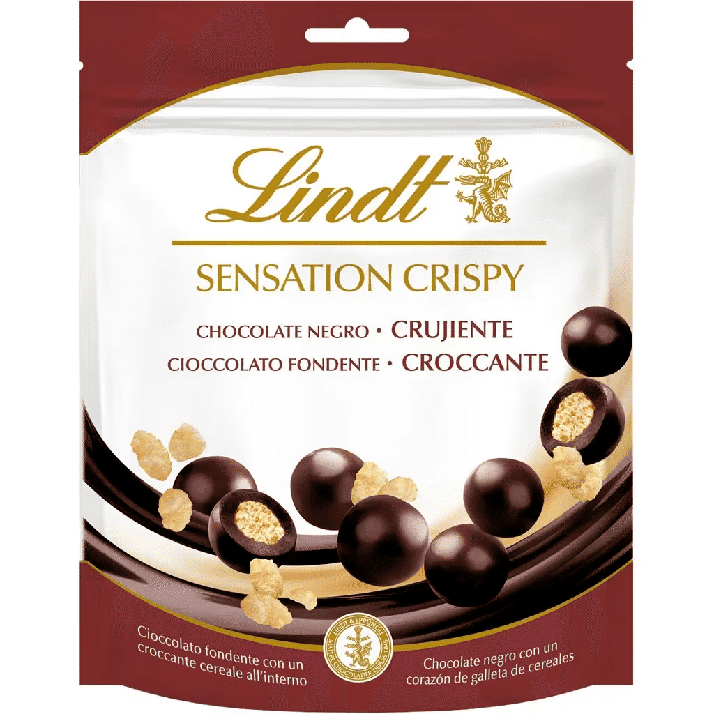 Bombons de Chocolate Preto Recheados com Cereal Crocante embalagem 140 g - LINDT SENSATION CRISPY