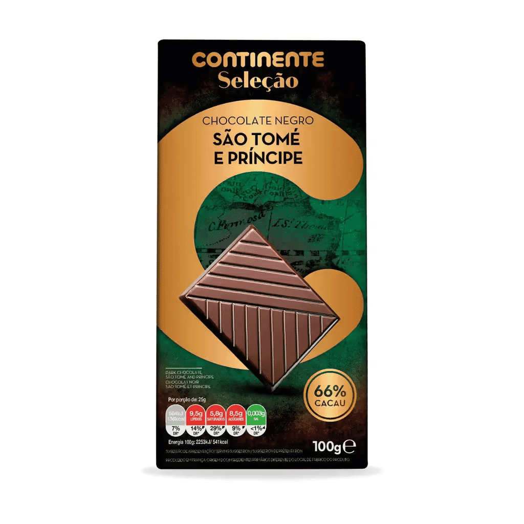 Tablete de Chocolate Negro São Tomé e Príncipe 66% Cacau - CONTINENTE SELEÇÃO
