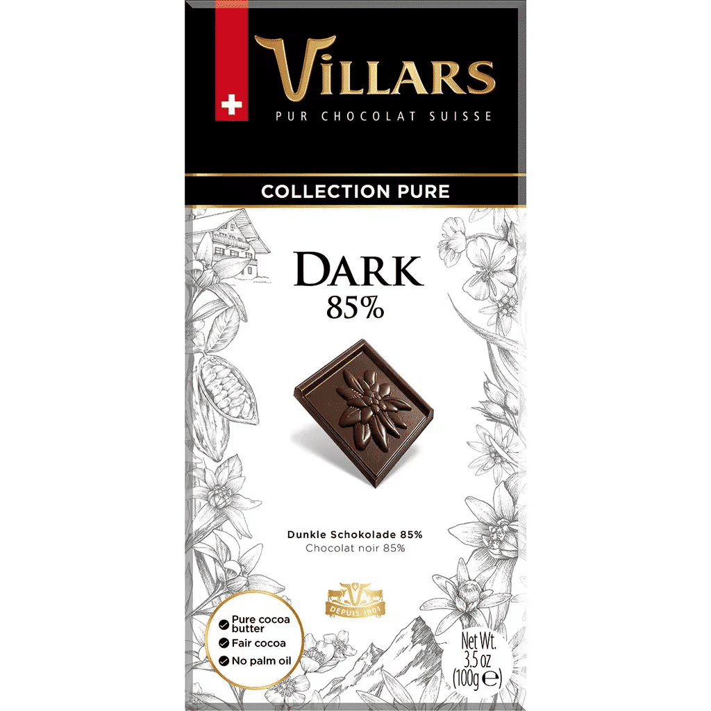 Chocolate Preto Suíço 85% de Cacau embalagem 100 g - VILLARS