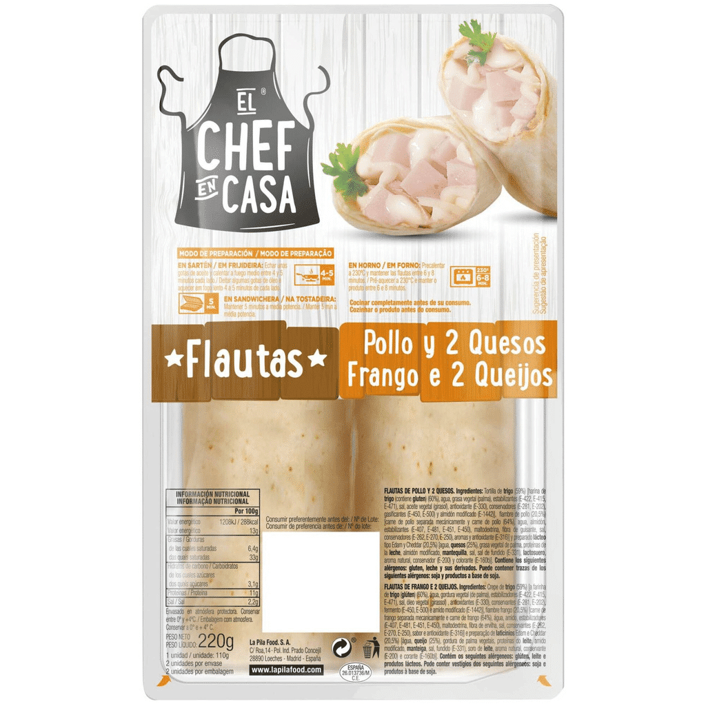 Flautas de Frango e 2 Queijos - EL CHEFE EN CASA