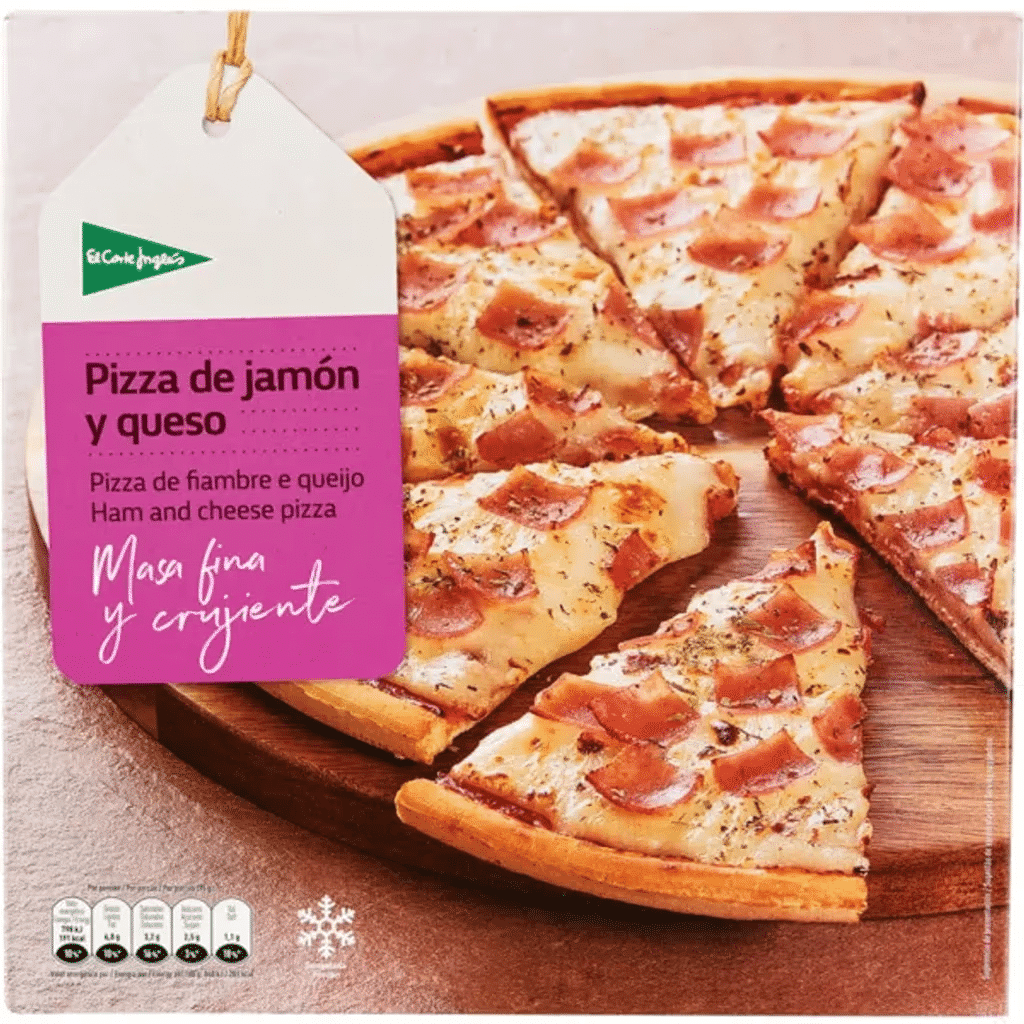 Pizza de Fiambre e Queijo embalagem 380 g - EL CORTE INGLÉS