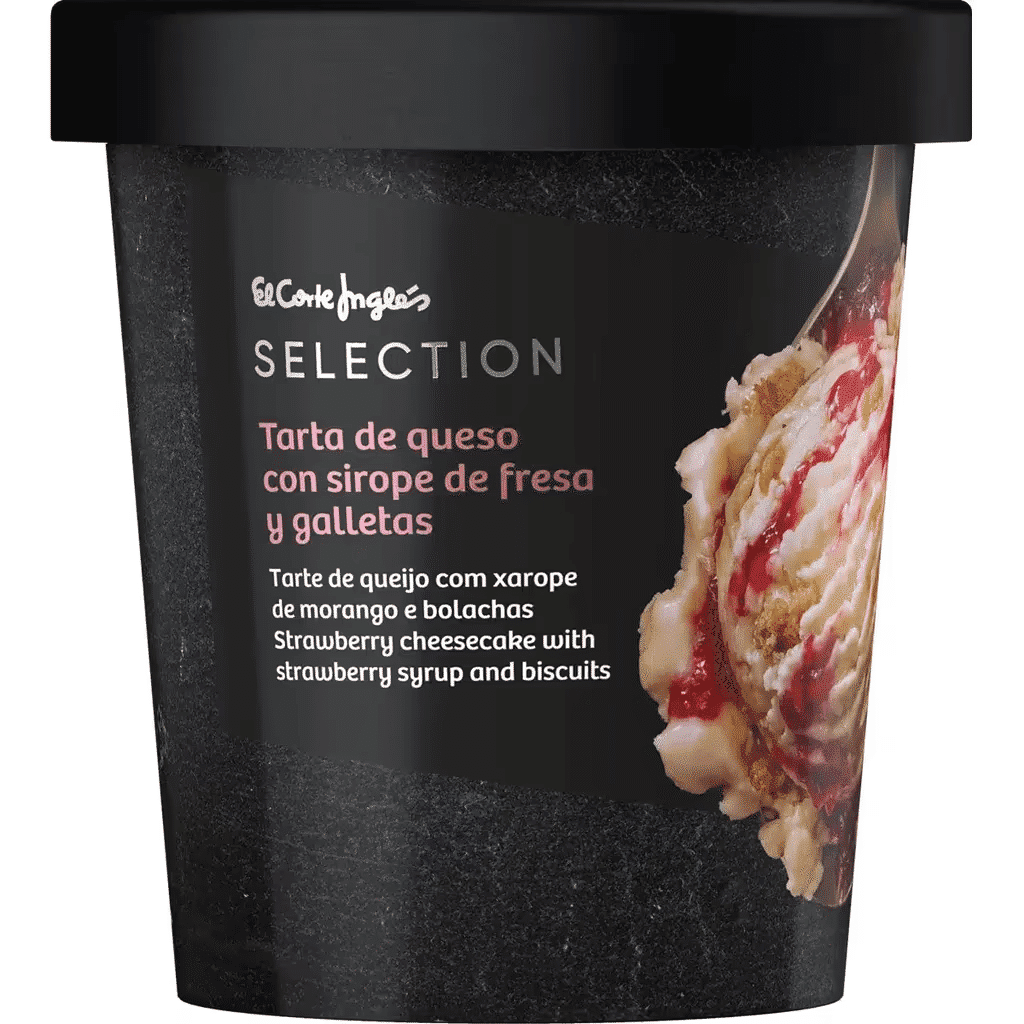 Gelado de Tarte de Queijo com Xarope de Morango e Bolachas embalagem 500 ml - EL CORTE INGLÉS SELECTION