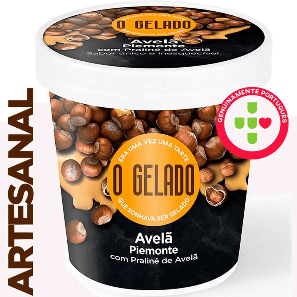 Gelado de Avelã Piemonte com Praliné de Avelã embalagem 460 ml - O GELADO