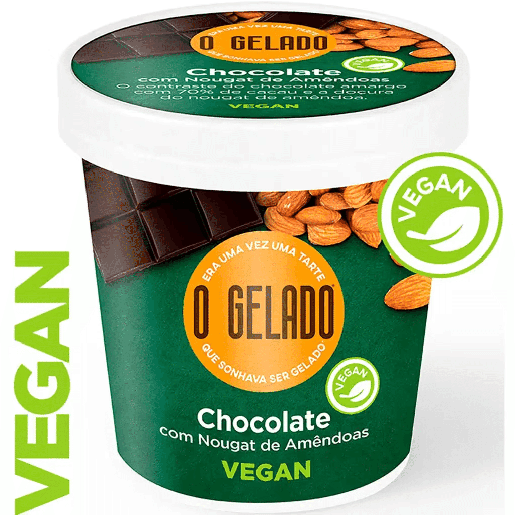 Gelado á Base de Vegetal Chocolate com Nougat e Amêndoa copo 460 ml - O GELADO