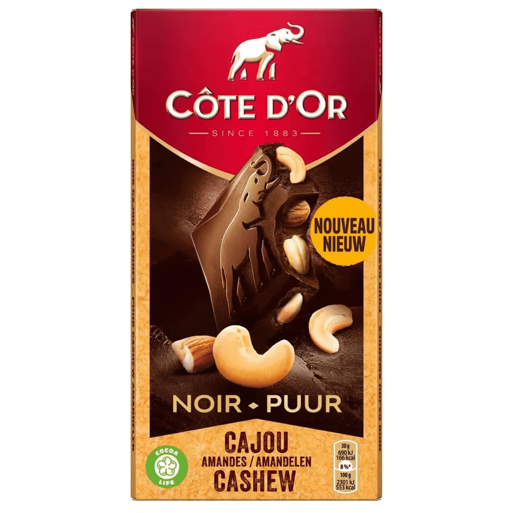 Tablete de Chocolate Negro com Caju e Amêndoas - CÔTE D'OR