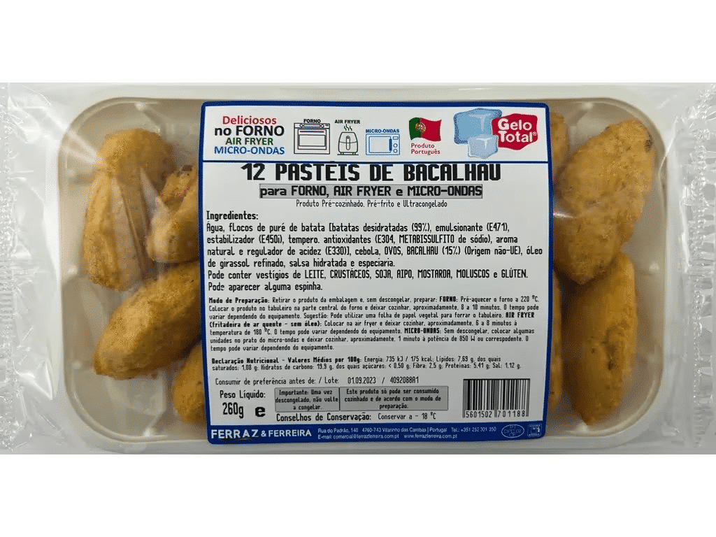 Pastéis Bacalhau Forno 12un 260g - GELO TOTAL