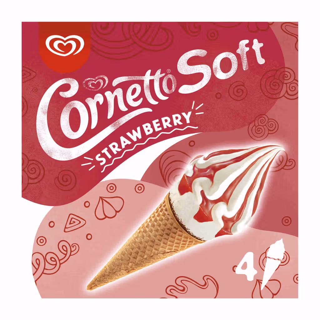 Gelado Cone Soft Morango - CORNETTO